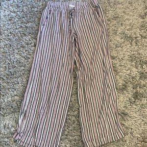 Striped flowing pants with flare out bottom